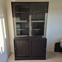 IKEA Havasta Storage with sliding glass doors, black, 47 5/8x18 1/2x83 1/2 "