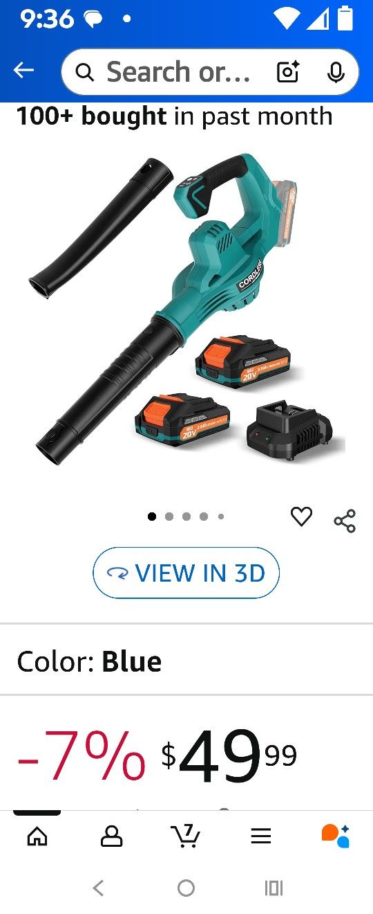 Brand New Cordless Leaf Blower With Two 20v Batteries & Charger