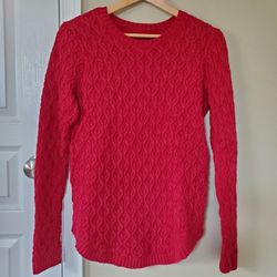 Jeanne Pierre Red Cable Knit Cotton Sweater Womens Medium