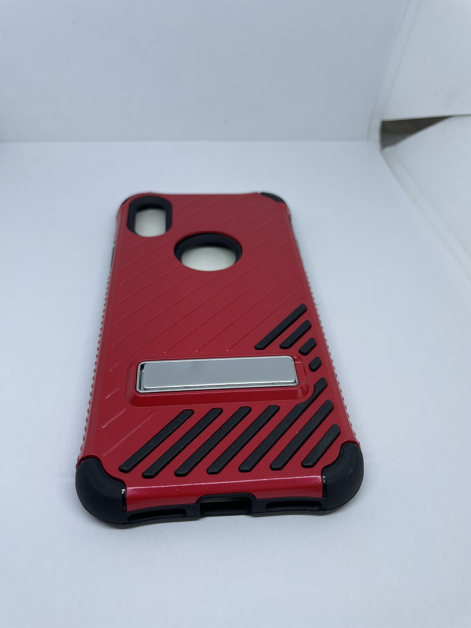 For iPhone X Red Kickstand Case Phone Cover Protector 