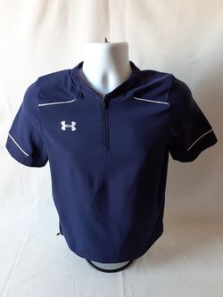 Under Armour boys navy blue zip short sleeve athletic top size L