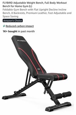 FLYBIRD Adjustable Weight Bench, Full Body Workout Bench for Home Gym (L) Foldable Gym Bench with