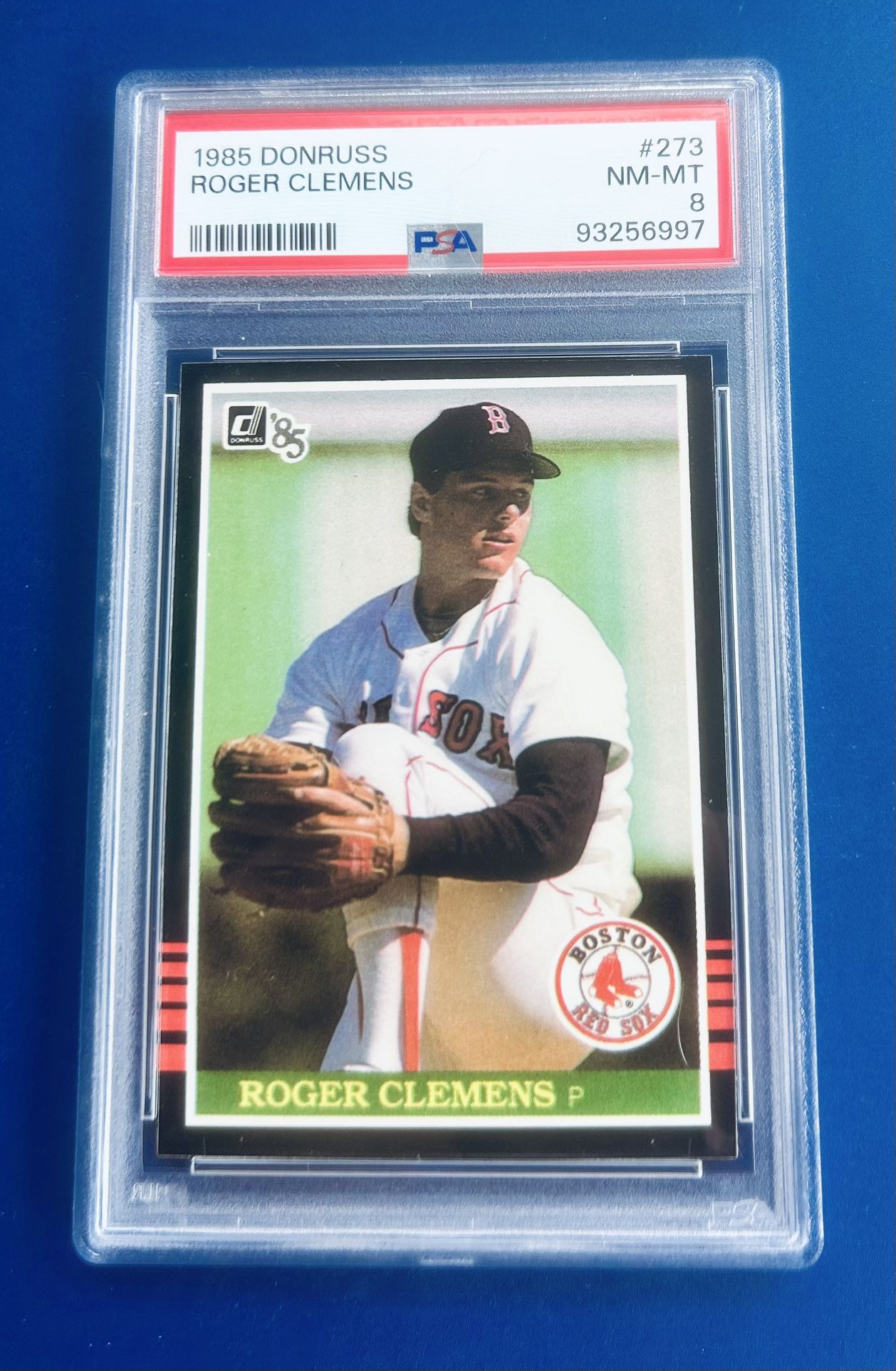 1985 Donruss Roger Clemens Rookie Baseball Card Graded PSA 8
