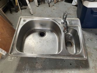 Stainless Steel Double Basin Kitchen Sink with Faucet
