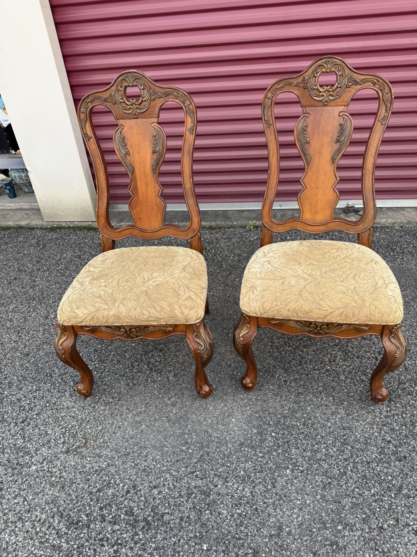 Set of Antique Wooden Dining Chairs 24” wide 21 1/2” deep 19” floor to seat 44 1/2” tall