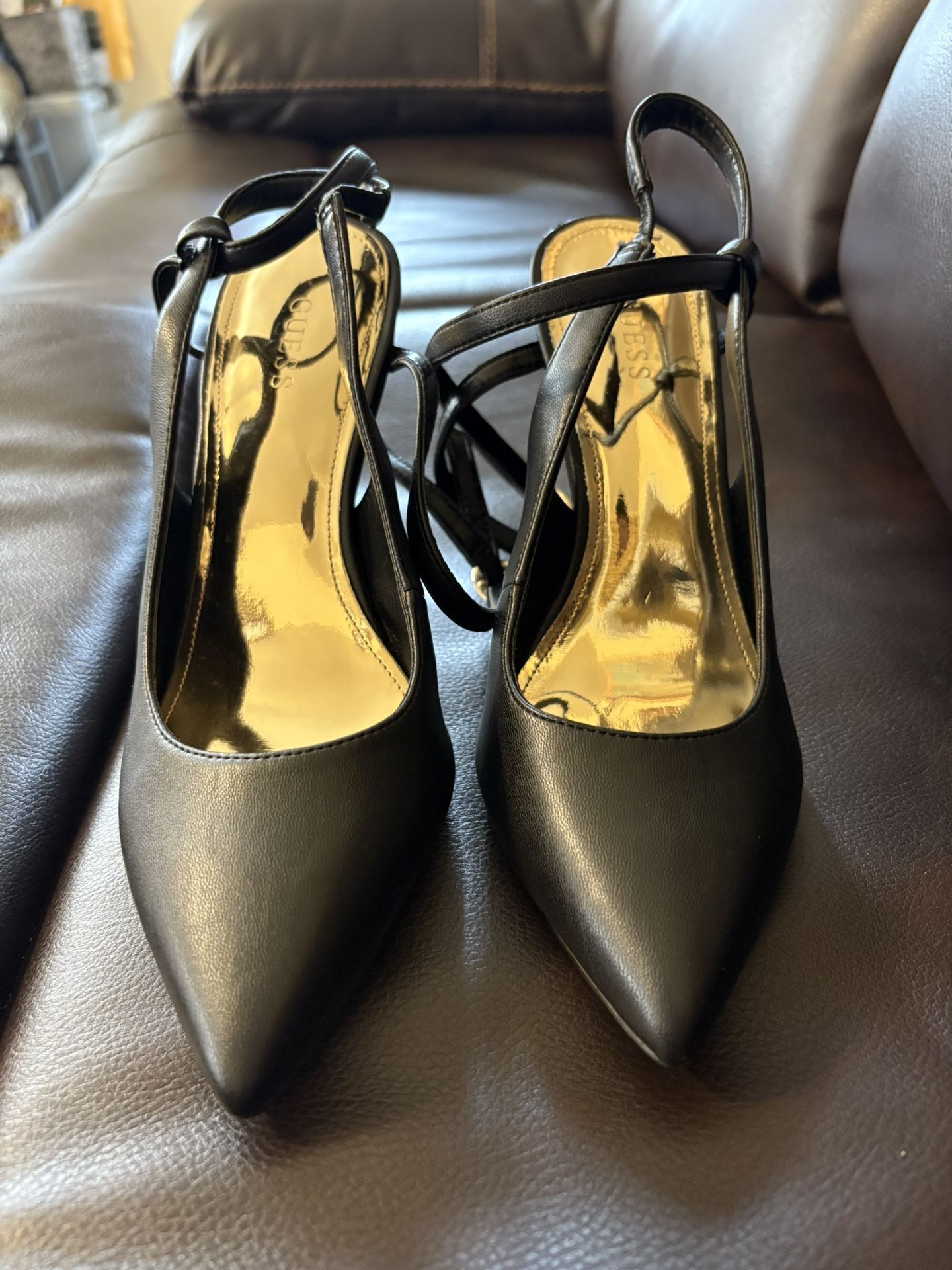 Black GUESS high heels with gold interior 