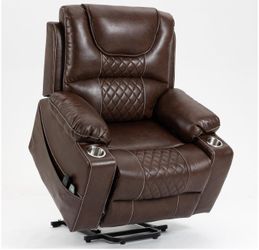 CHINO--Oversized Power Lift Recliners, Lift Recliner Chairs with Heat and Massage for Elderly, Comfortable Extra Wide Recliner Features Cup Holder for