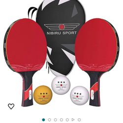 NIBIRU SPORT Ping Pong Paddles Set of 2 - Premium Table Tennis Paddles Kit with 2 Rackets, 3 Balls & Portable Case - Pingpong Paddles & Accessories, O