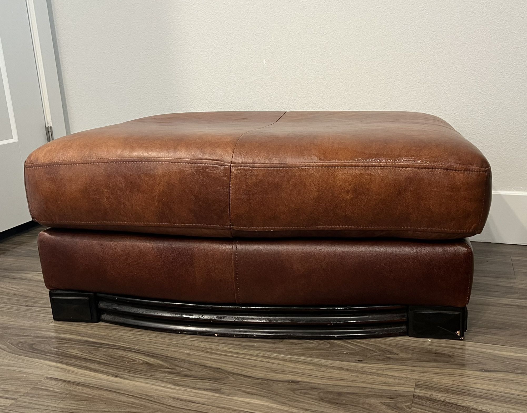 “Genuine Leather Ottoman – Brown Top Grain – Great Condition”