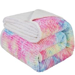 LBRO2M Striped Sherpa Fleece Bed Blanket Queen Size Super Soft Fuzzy Plush Warm Cozy Fluffy Microfiber Couch Throw Velvet Double Reversible Luxurious 