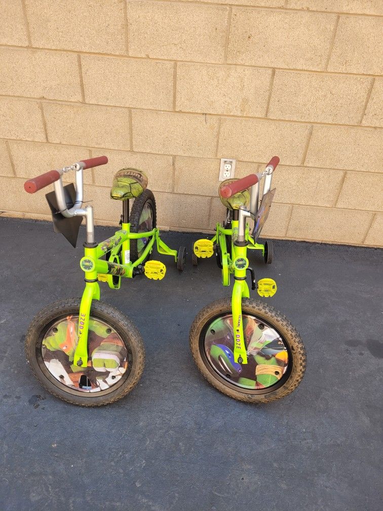 Ninja Turtles Kids Bike 16" Rims W/training Wheels $15 Each