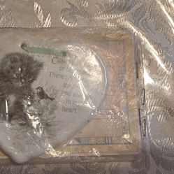 Vintage Enesco Giordano Kitten Heart Plaque