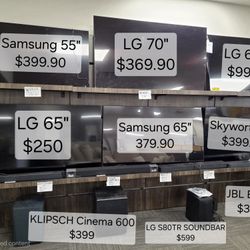 TV's And Sounbars On SALE!!!