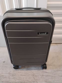New LuggeX Hard Shell Spinner Carry-On Suitcase with front compartment and Expandable