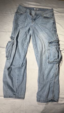 Light Wash Cargo Denim Jeans