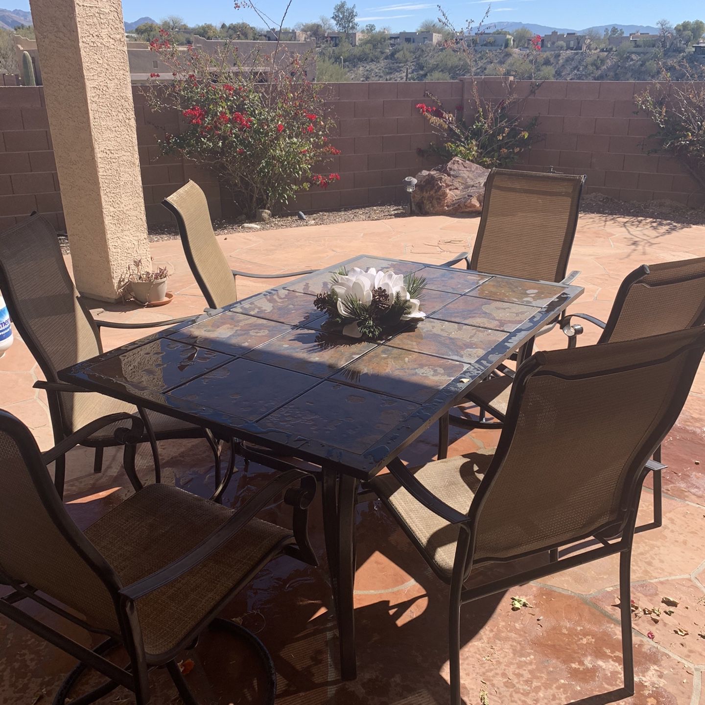 Patio Furniture With 6 Chairs, Good Condition
