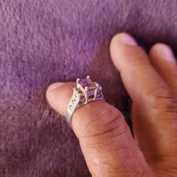 Art Deco 1920'S Antique Amethyst Marcasite Ring Size 7
