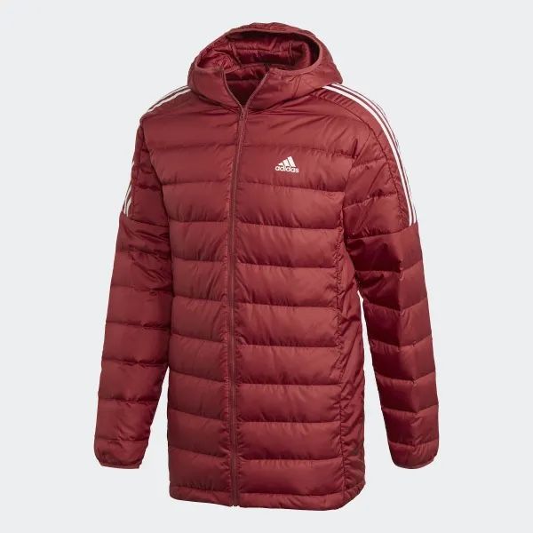 Adidas Essentials Men’s Down Hooded Parka Jacket Red Winter Size M New