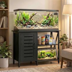 40-50 Gallon Fish Tank Stand, Aquarium Stand with Cabinet Accessories Storage, Heavy Duty Metal Frame, 40.55" L*18.89" W Tabletop, 850LBS Capacity, Bl