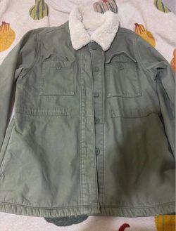 Olive Green Sherpa Collar Utility Jacket