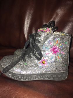 Vera pelle Ragg Sparkle girls shoes size 9.5