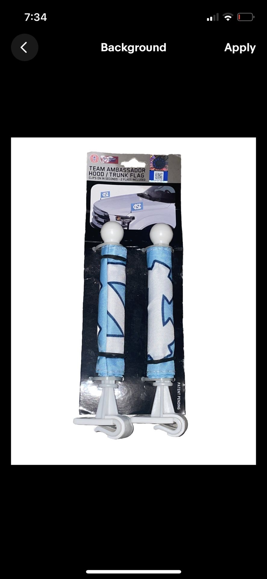 North Carolina NCAA Ambassador Car  Hood/trunk Flag Set
