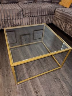 Gold Frame Glass Top Coffee Table