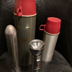 Vintage Thermos And Flashlights 