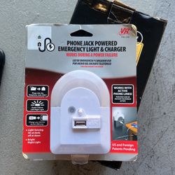 Phone Jack Powered Emergency Night Light and Charger  ~A
