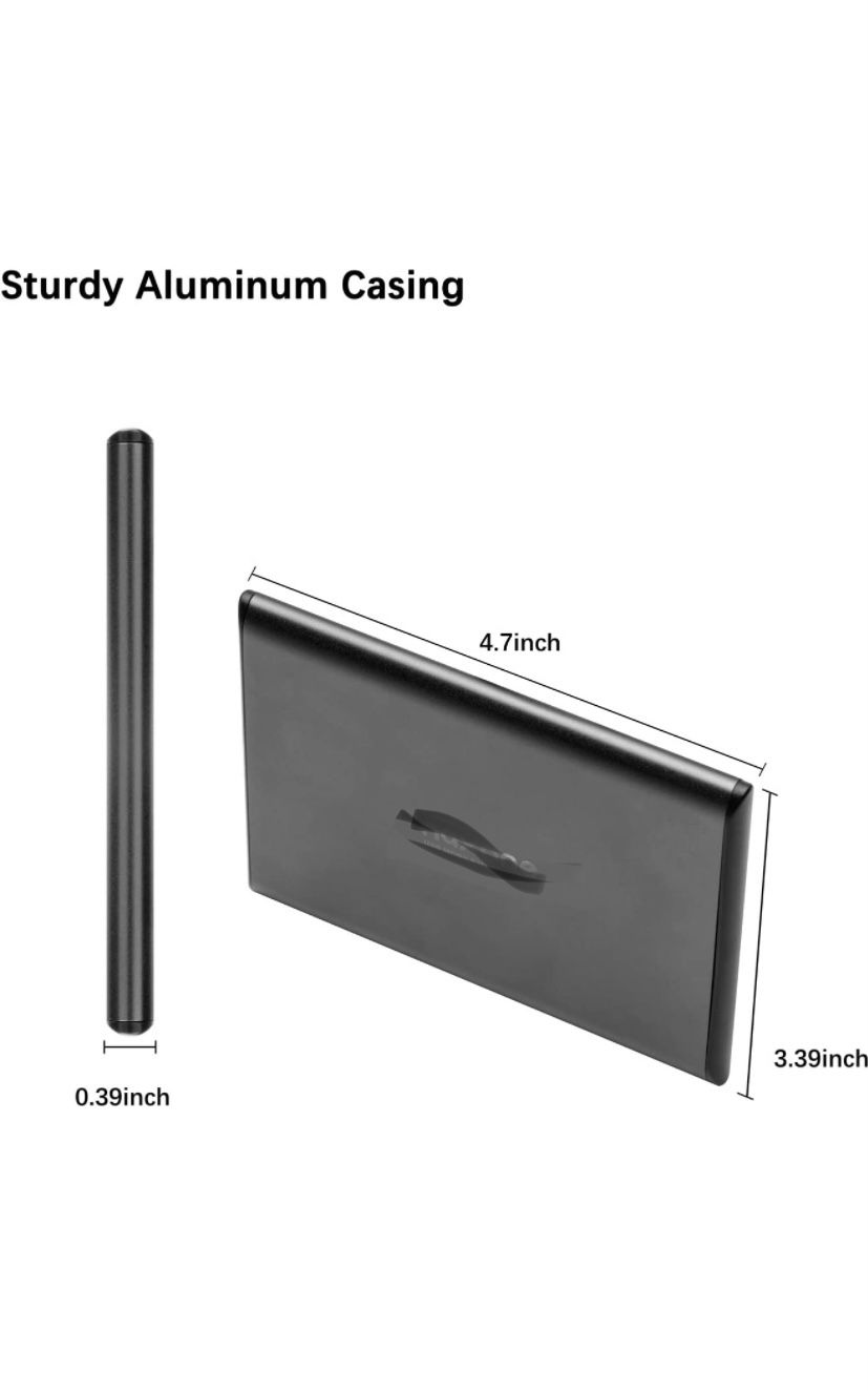 M   2TB  Ultra Slim Portable External Hard Drive HDD USB 3.1 for PC, Mac, Laptop, PS4, Type C Port