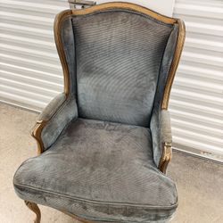 19th Century Louis XV Bergere Armchair in Blue Velvet
