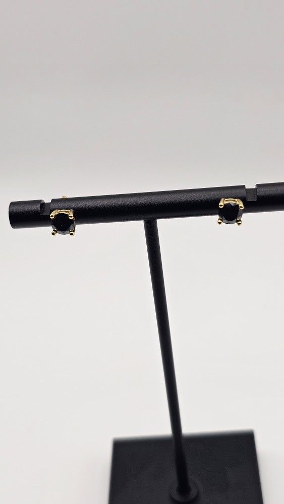 1 Ct Black Moissanite Stud Earrings – Gold Over 925 – Pass Diamond Tester