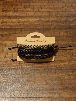 3 Pack Leather Bracelets 