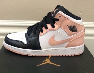 Air Jordan 1 Mid White Black Peach Sneaker