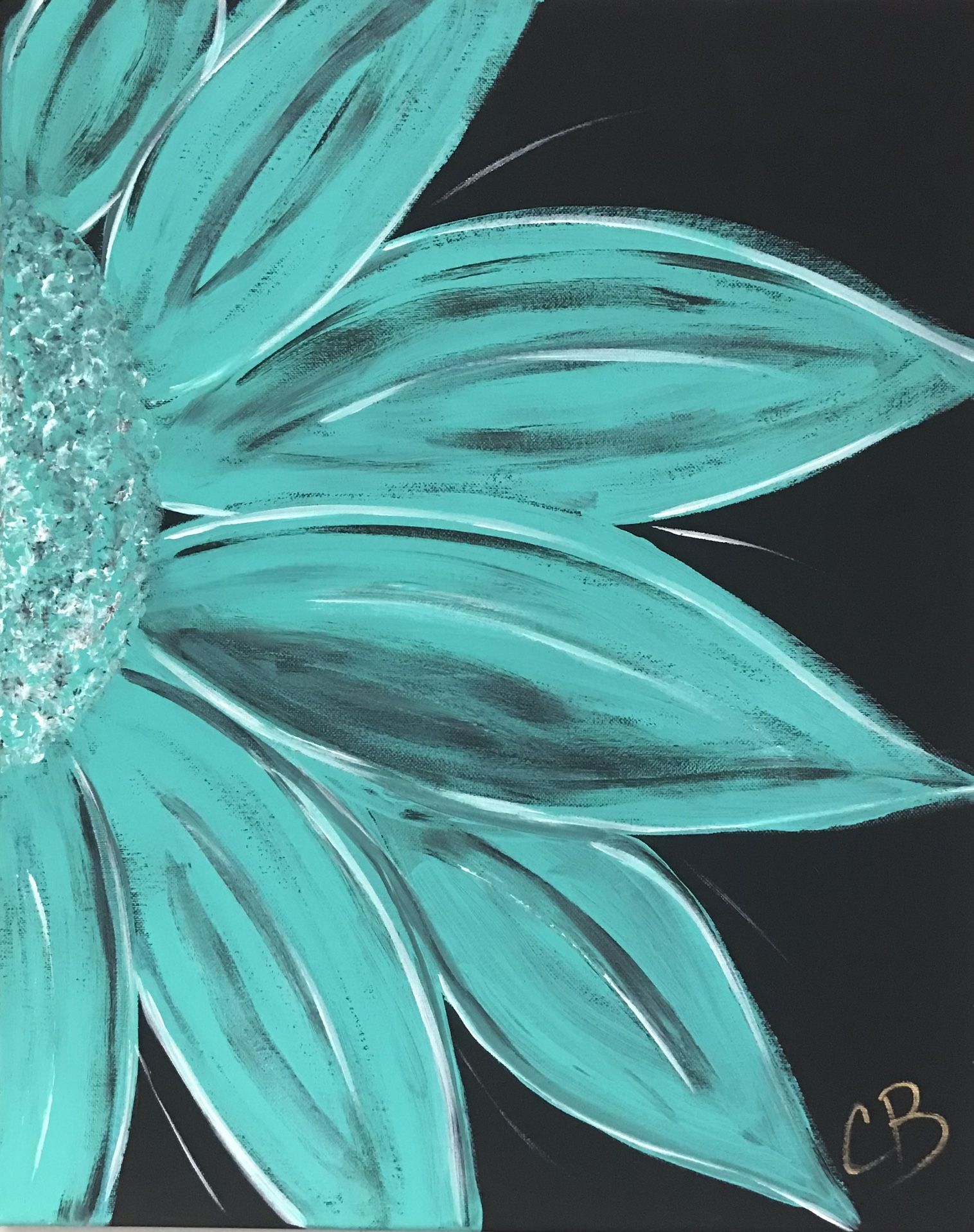 Painting Beautiful Blue Flower, Hand Painted 