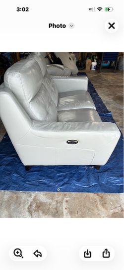 White Leather Power Recliner Loveseat