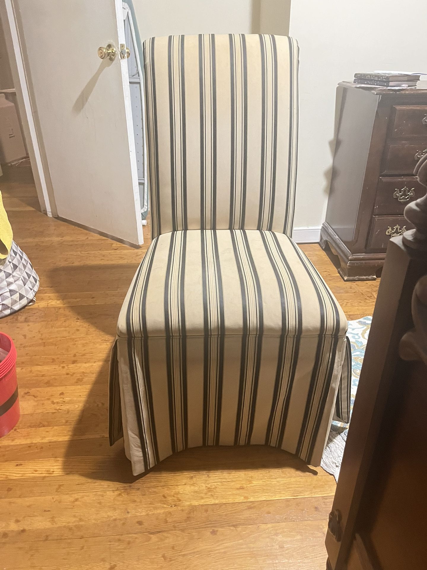 Beige and Black Striped Chair 