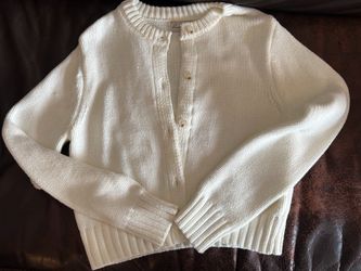 Cream Knit Button-Front Cardigan Sweater