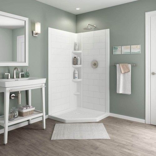 American Standard Ovation Curve 38 in. L x 38 in. W Corner Shower Pan Base w/ Center Drain in White