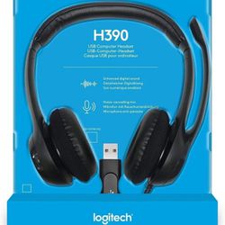 Logitech - Over the Ear USB Headset (Black) Model# H390