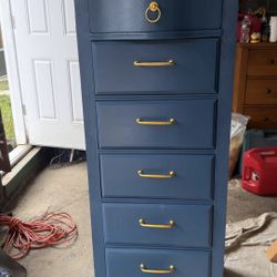 Tall Navy Blue 6-Drawer Dresser – $75