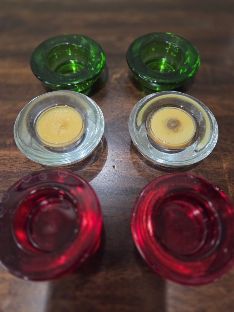 Tealite Candle Holders 3× 1 1/2" In Red, Green, Clear NEW Giftsble 0.50 Each, Have Several Ea Color