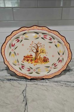 Fall Harvest Ceramic Oval Serving Platter Temptations Brand