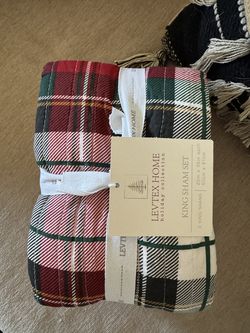 Levtex Home - Spencer Plaid Quilted King Sham 36" x 20" (Pack of 2), Red