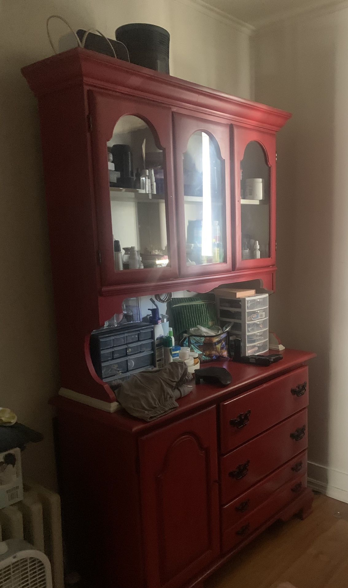 Red Dresser And Brown Dresser For Sale 