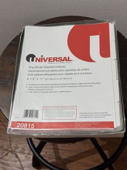 Universal 5-Tab Ring Binder Indexes 20815 - Letter Size (White) - Box of 22 Sets