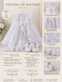 Baby Girl Baptism Dress Set 12M – Dress, Shoes & Headband – Brand New