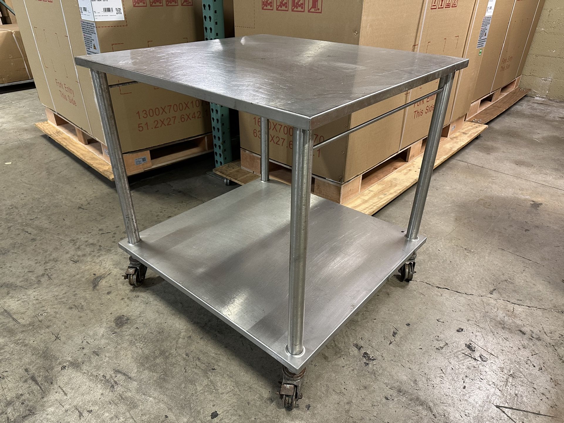 34”x32”x32-3/4” All Stainless Steel Heavy-Duty Work Table On Casters ...