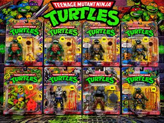 TMNT Playmates Action Figures Lot – Turtles, Rocksteady & Chrome Dome