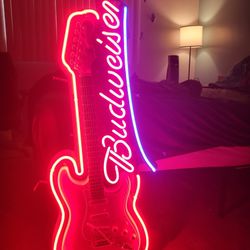 ARIA BUDWEISER RARE LIMITED EDITION NEON GUITAR SIGN WITH WHAMMY BAR